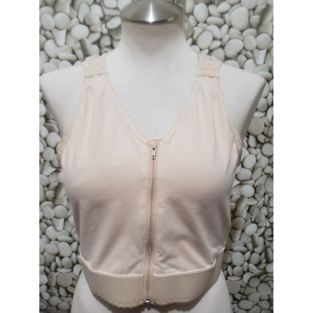 Contour MD Recover in Comfort Bra Large Zip Wireless Unlined Nude Adjustable